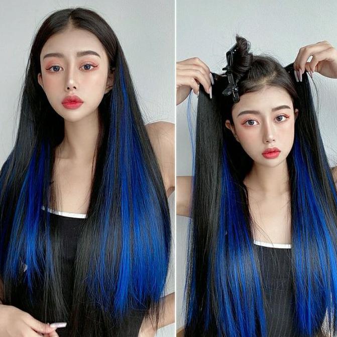 Hairclip Extension Korea Lurus Panjang Rambut Sambung Wanita Ombre Ori