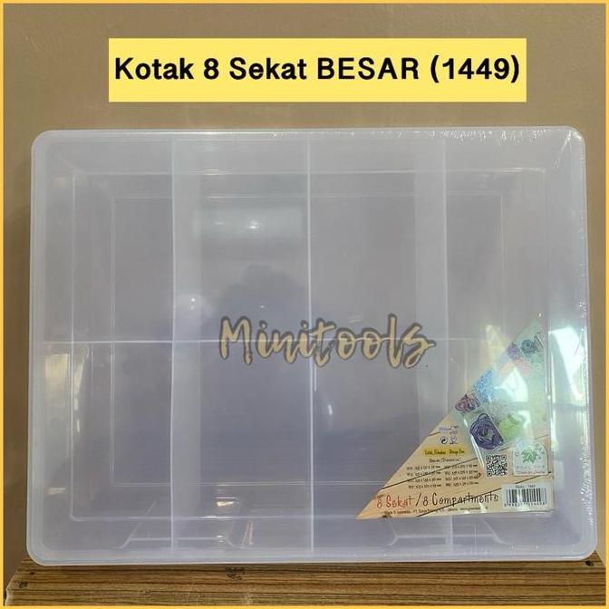 Kotak Plastik 8 Sekat Besar / Kotak Benang Besar / Green Leaf 1449