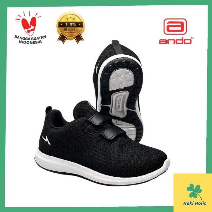 Sptkrn- Sepatu Ando Tiko - Sepatu Sekolah Anak Hitam Putih Laki Laki Perempuan Size 35-38 Original A