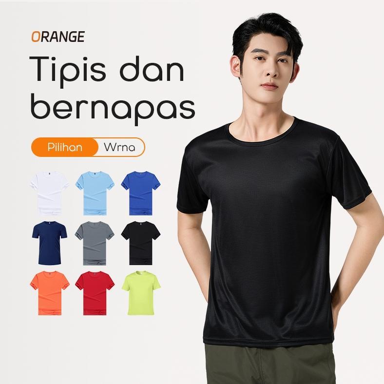 ORIGINAL [PROMO SPESIAL PRODUK BARU] ORANGE KAOS PRIA BAJU OLAHRAGA PRIA LENGAN PENDEK ATASAN BAJU K