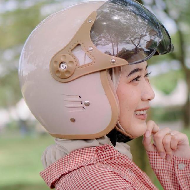 Helm Wanita 2025 Bipplast Fantasy Cewek Hijab Viral Kekinian Warna Warni Pastel Kaca Pilot Yrh Cfm C