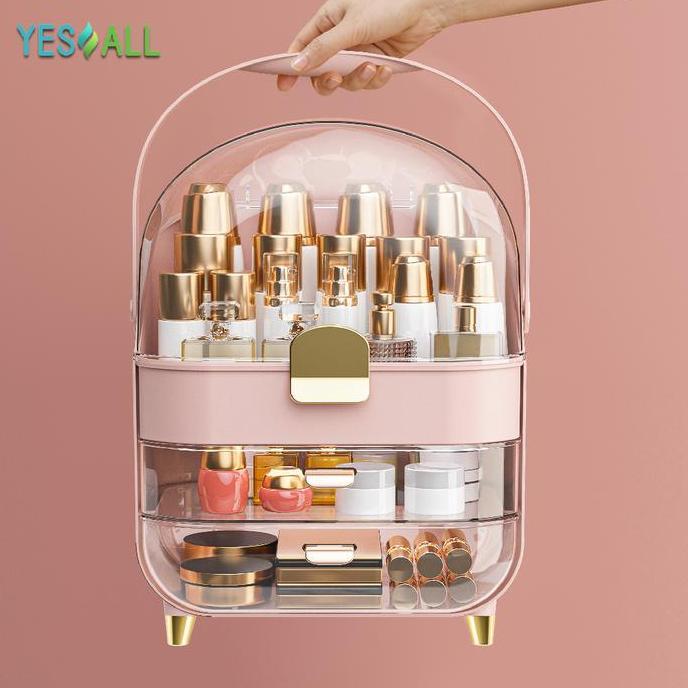 YESALL Rak Skincare Portable Aesthetic Anti Debu Serbaguna - Rak Makeup Kosmetik Estetik Transparan 