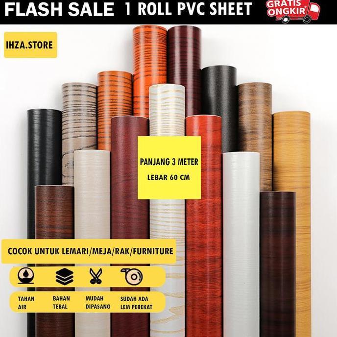 Promo Sticker Pelapis Furniture  PVC 60cm x 3m Kayu Alami Model Textured Dari RONA PVC 60cm x 3m - C