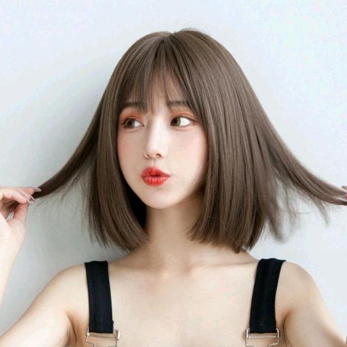 Wig Wanita Rambut Pendek Model BoB Poni Gaya Korea Cantik