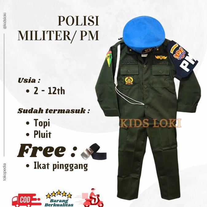 ORIGINAL seragam polisi militer anak baju PM anak pakaian tentara anak baju profesi polisi militer a