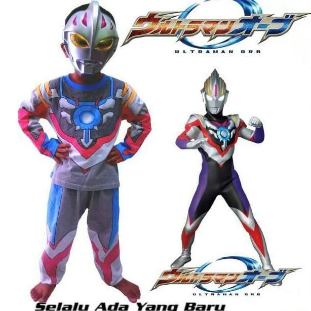 ASLI Stelan Baju Anak Kostum ULTRAMAN ORB Bonus Topeng Usia 2-10 thn Fashion READY STOCK