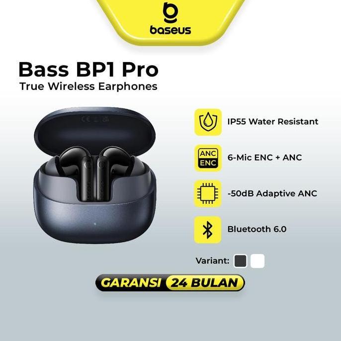 Azrilbagusshop - Baseus Bp1 Pro Tws Anc Hi Res Wireless Earphone