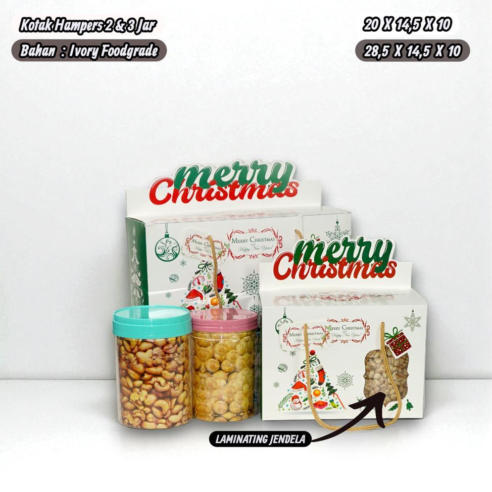 Dus Hampers Natal Gable Box Merry Christmas Isi 3 Toples (1 Pack 5 PCS) | Box Parcel Kue Kering / Ha