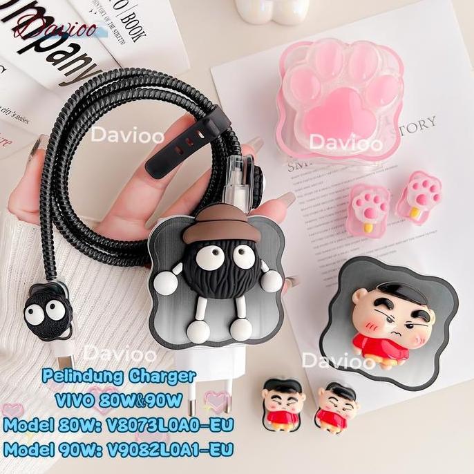 Pelindung Charger FOR VIVO 80Watt 90Watt |Set 5 Item Paket Cover Pelindung Kepala Charger & Kabel Un