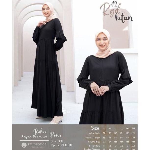 Baju Dress Cantik Wanita Katun Rayon / Rauna Gd-42 / Fashion Muslim Polos