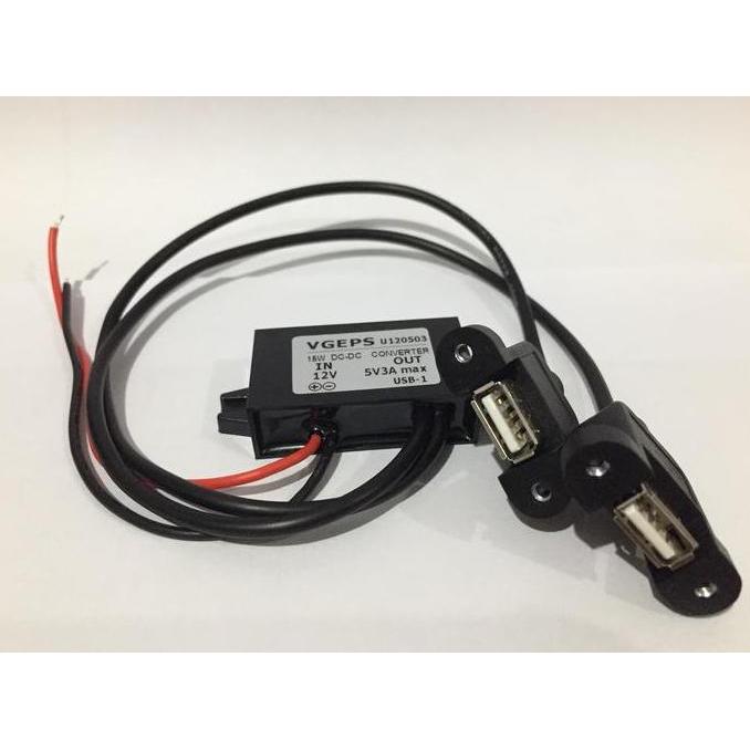 DC DC Step Down 12V ke 5V 3A Double USB Output untuk Gojek/ Grabbike