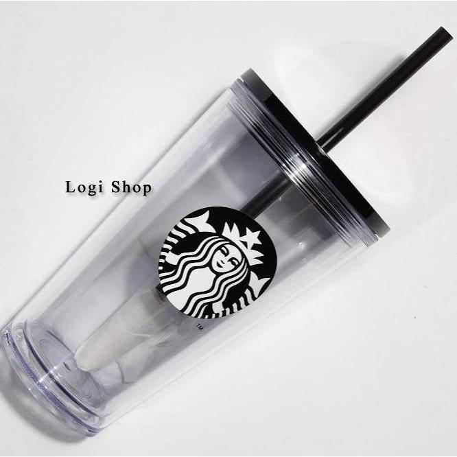 Starbucks Tumbler Cold Cup Black Siren Logo Grande 16oz