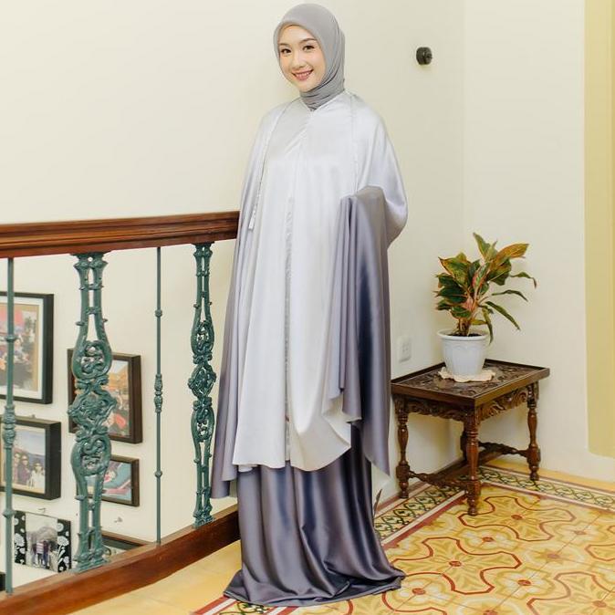 ASLI Lozy Hijab - Shanum Prayer Set (Mukena Silk Lasercut Gradasi Warna) Mewah Satin Dewasa READY ST