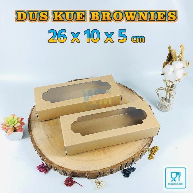 (isi 50pcs) Dus Box Brownies 26x10x5 / Kotak Kue Cake / Kardus Bolen / Box Donat isi 3 / Dus Kue Bro