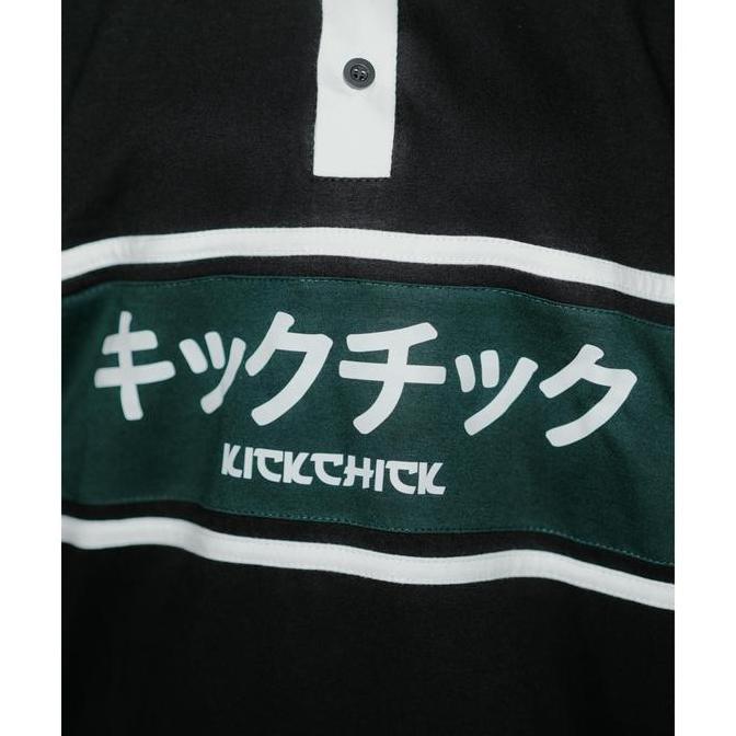 Kickchick Polo Rugby Shirt Kimono Black & Maroon | Baju berkerah | Kaos Kasual Formal | KCPS003
