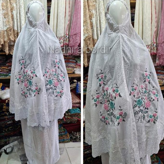 MUKENA BORDIR STRIMIN BUKITTINGGI / MUKENA KATUN PARIS SALUR / MUKENA STRIMIN / MUKENA PUTIH