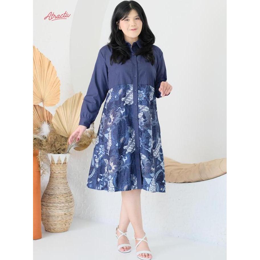 ATRACTIV Dress Batik Jumbo LD120 LD130 LD135 LD142 Dress Batik Big Size Dress Kondangan Jumbo Baju K