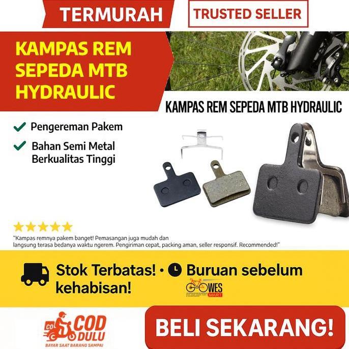 Promo Kampas Rem Sepeda Cakram Pakem, Awet & Anti Slip untuk MTB / Gunung COD