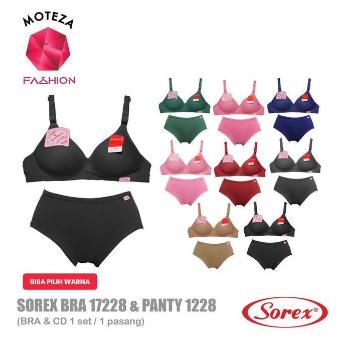 Promo Sorex Bra CD 1 Set Wanita - BH 17228 & Celana Dalam CD 1228 Katun Polos Mulus Busa Setelan Dis