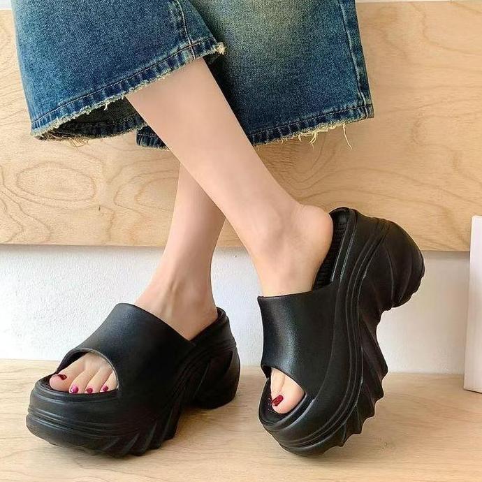 Sendal Selop Cewek Kekinian Korea Sandal Wedge Wanita Tinggi Jelly Sandal Fuji Korea Style Motif