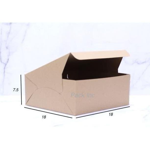 Bestone- Box Kraft Dus Coklat Kue Roti 18 x 18 7.5cm Tanpa Laminasi Eceran