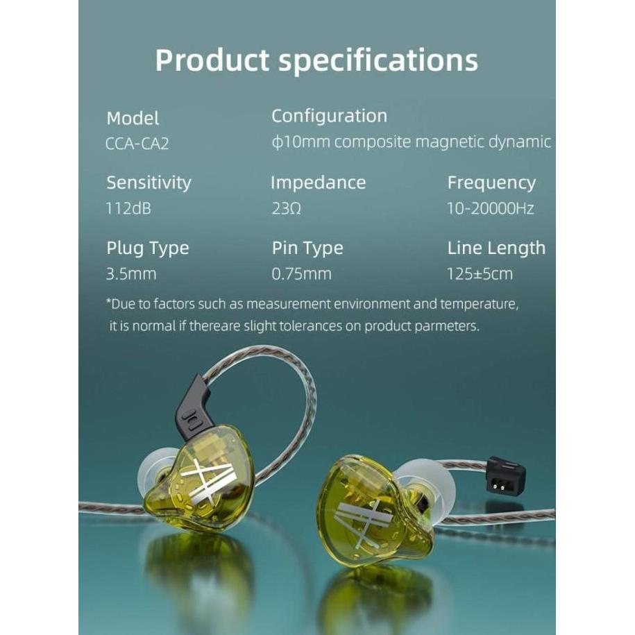 CCA CA2 with Mic HIFI In Ear Monitor Earphone Better Than KZ EDX