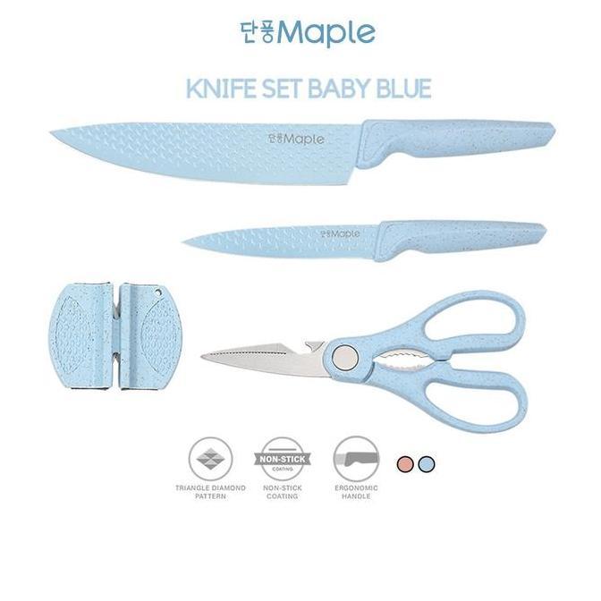MAPLE  Pisau Set Dapur Pisau Daging Anti Lengket - Kitchen Knife Set-Pink Blue Pink