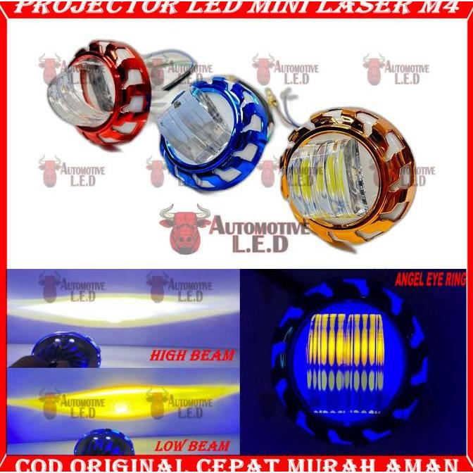 Promo ORIGINAL LAMPU LED LASER M4 LASER  PROJIE LED 2 WARNA LAMPU UTAMA MOTOR H6 H4 LAMPU PROJECTOR 