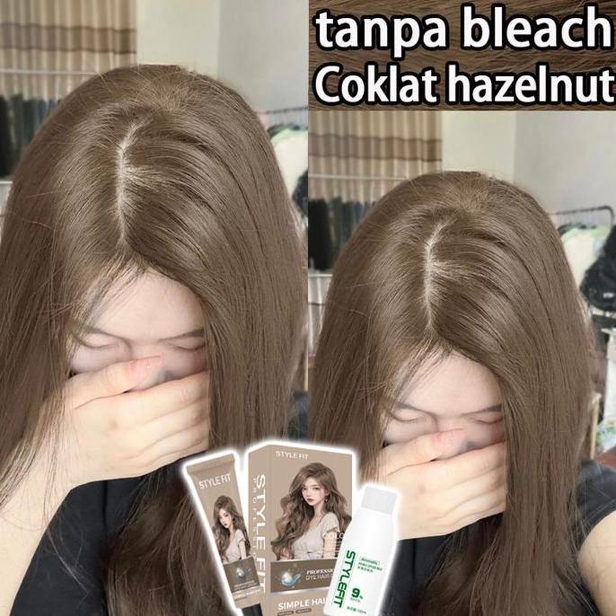 Tanpa bleach  Pink coklat Hair Color 200ml pewarna rambut cat rambut  grey brown milk tea color kopi