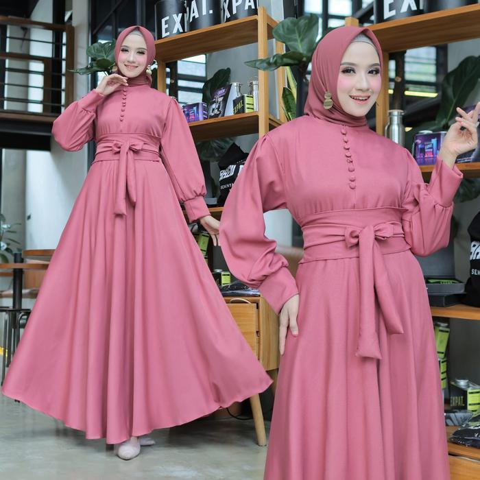 (Diskon) Sc Maxi Fitria Gamis Wanita Bahan Shakila Free Belt Bestseller