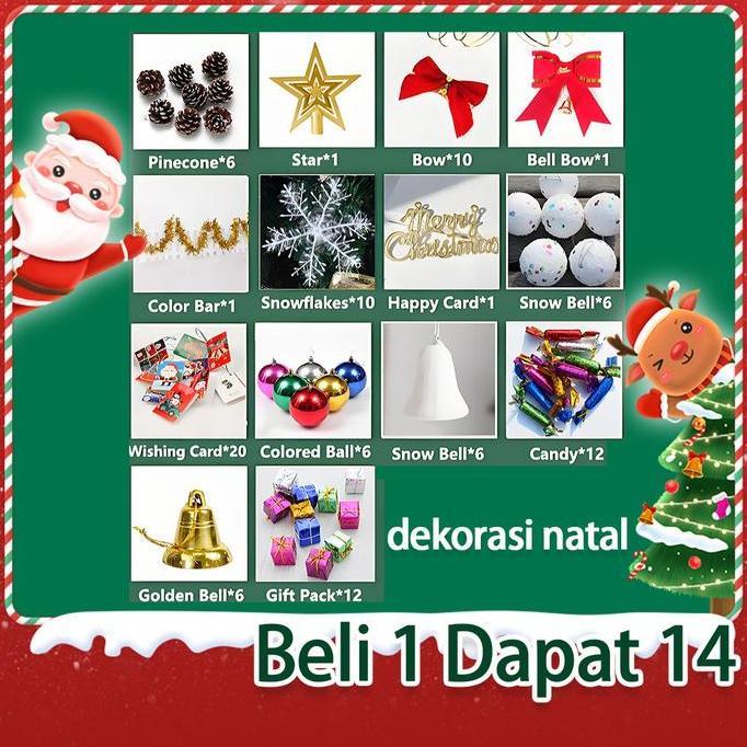 Hiasan Natal Lengkap / Hiasan Pohon Natal 1 Set / Pohon Natal Paket Lengkap / Pernak Pernik Pohon Na