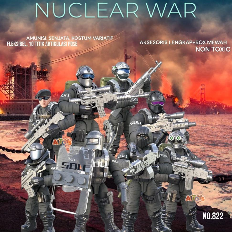 Police mini figure mainan SWAT plastik mainan polisi set kecil mainan tentara perang perangan mini f