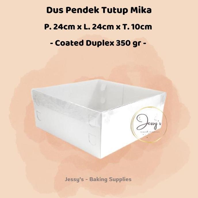 Bestone- Dus Box Kotak Kue Cake Tinggi Mika 24 x 24 x 10 (Putih Polos)