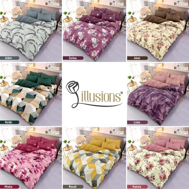 Bedcover Illusions 180x200 + Sprei Rumbai 180x200 - Bedcover Murah Makassar - Bedcover King Size