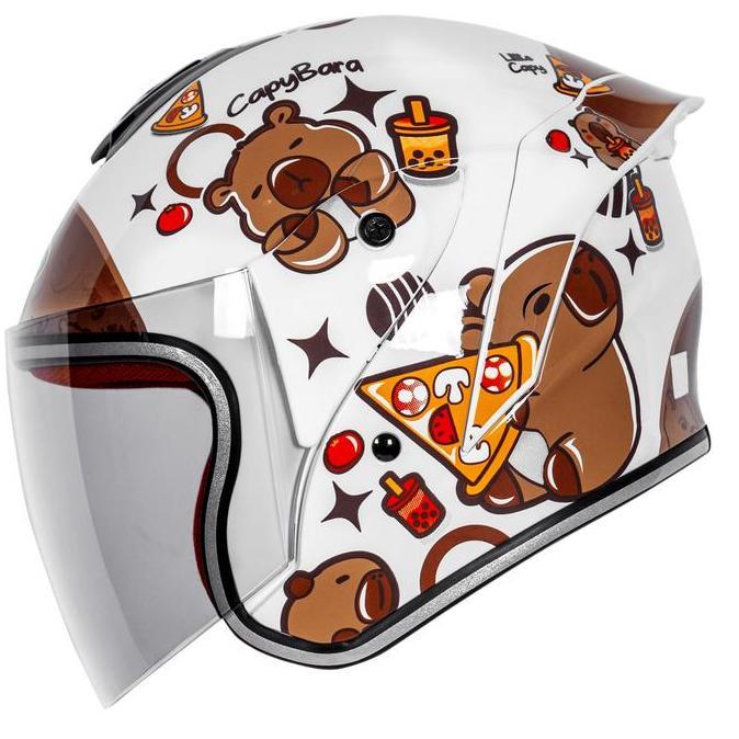 NJS Kairoz Kids Capybara White - Helm Anak | Helm NJS | NJS Anak | Kairoz Anak | Kairoz Motif | Moti