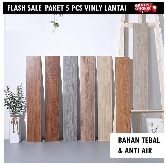 Paket 5 Pcs Stiker Vinyl Sooku Lantai Sudah Ada Lem Motif Kayu - Pvc