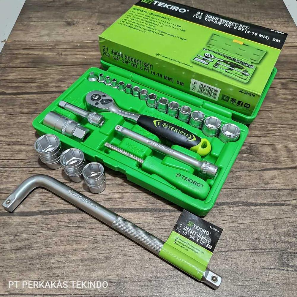 Kunci Shock Sock 24 Pcs Toolkit Tekiro 1 Set Lengkap + Gagang Sok L 1/2 Inch Handle Sok + Mata Sok T