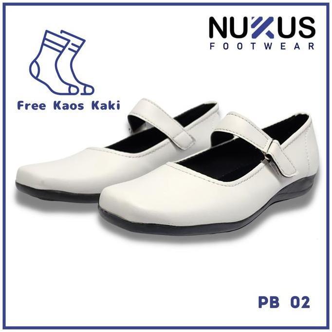 Nukus Sepatu Paskibra Flat Pantofel Wanita Putih - Pb 02