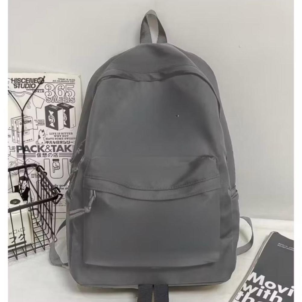 NEW [COD] Ransel Polos Wanita Pria Tas Sekolah Warna Hitam Polos Tas Sekolah SMA SMP termurah