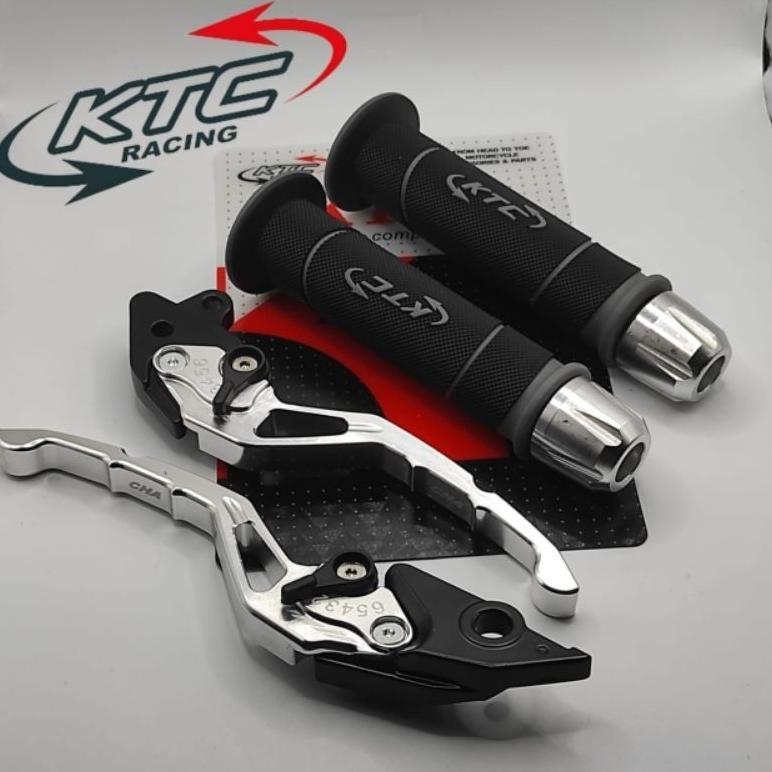 Handgrip KTC Original HG55 + Jalu Stang CNC + Handle Rem Stelan CNC  Handgrip Motor Nmax Aerox Handg