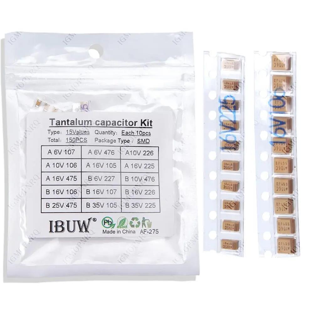 15Values SMD Tantalum capacitor assortment kit 1uf-220uf A/B Case Tantalum capacitor set 1UF 2.2UF 4