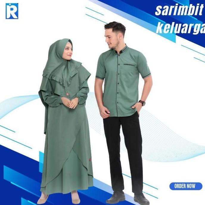 Baju Sarimbit Keluarga Muslim Couple Arra Rahmah Hijau Family Premium