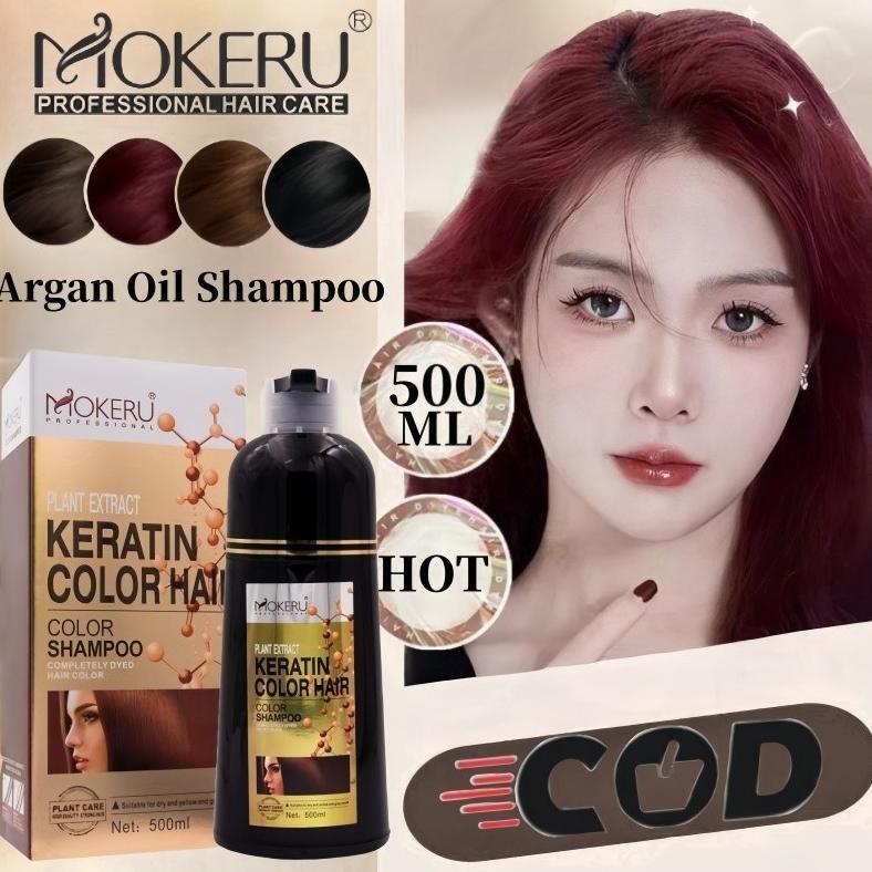 % Mokeru Sampo Pewarna Rambut ml / Sampo Penghitam Rambut Uban / Sampo Semir Rambut Hitam / Argan Oi