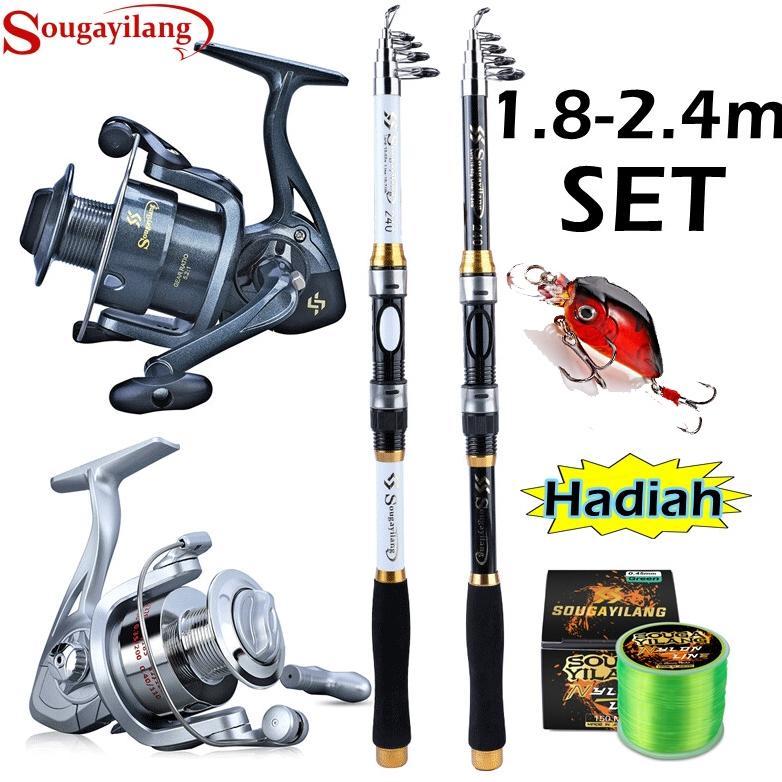 Sougayilang Joran Pancing Set 180-330cm Telescopic Pancingan Set Lengkap
