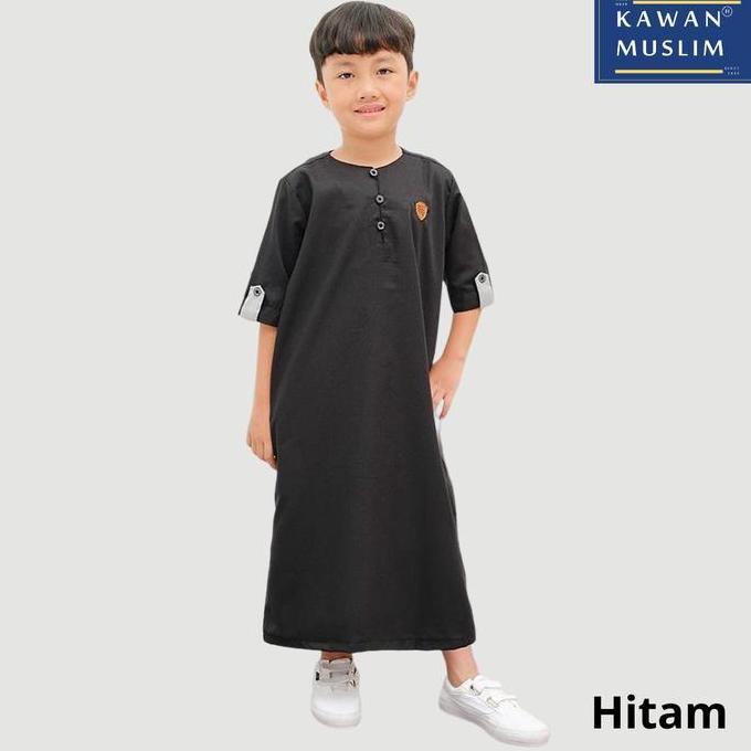 Baju Gamis Muslim Anak Laki Bahan Katun Hitam Adem Polos Premium