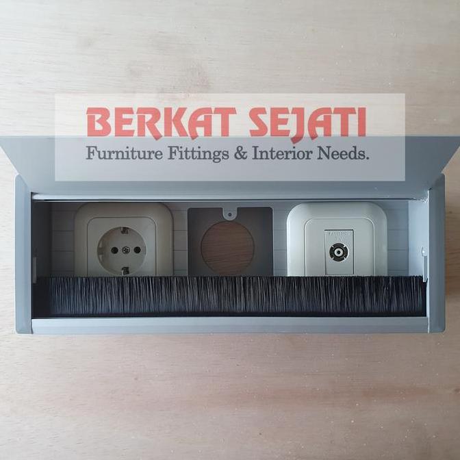 STEKER WIRE BOX STOP KONTAK SAKLAR LUBANG KABEL MEJA TANAM OUTLET ALUMINIUM