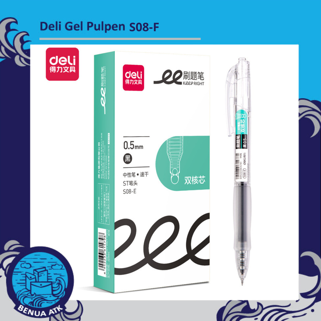 DELI Gel Pen Pulpen Gel Retractable 0.5mm S08-E / S08-F (1pcs)