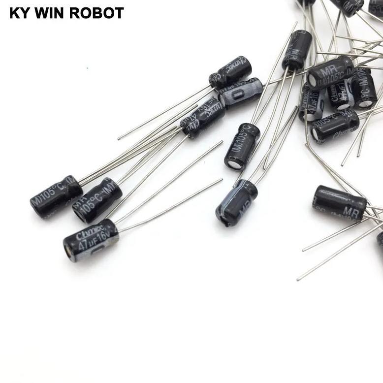50pcs/lot 47UF 16V 10mf 105C 4X7mm Aluminum Electrolytic Capacitor 16V47UF radial lead 50pcs
