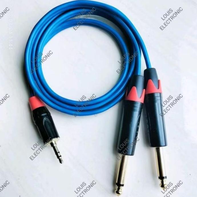 Kabel Jack HP Ke Mixer Aux 3.5mm Stereo To 2 Akai 6.5mm Mono (5 Meter)