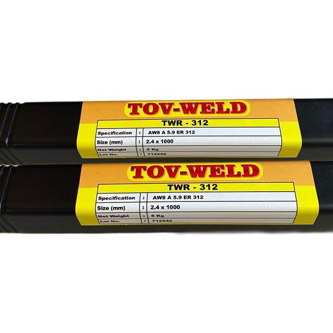 Kawat Las TIG Problem Steel ER312 Tovweld ER 312 ukuran 1,6mm 1.6mm (5 KG) problem steel argon